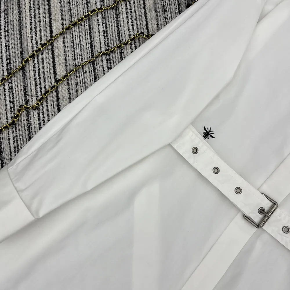 Dior Women Shirtdress White Lightweight Cotton and Silk Poplin - image 9