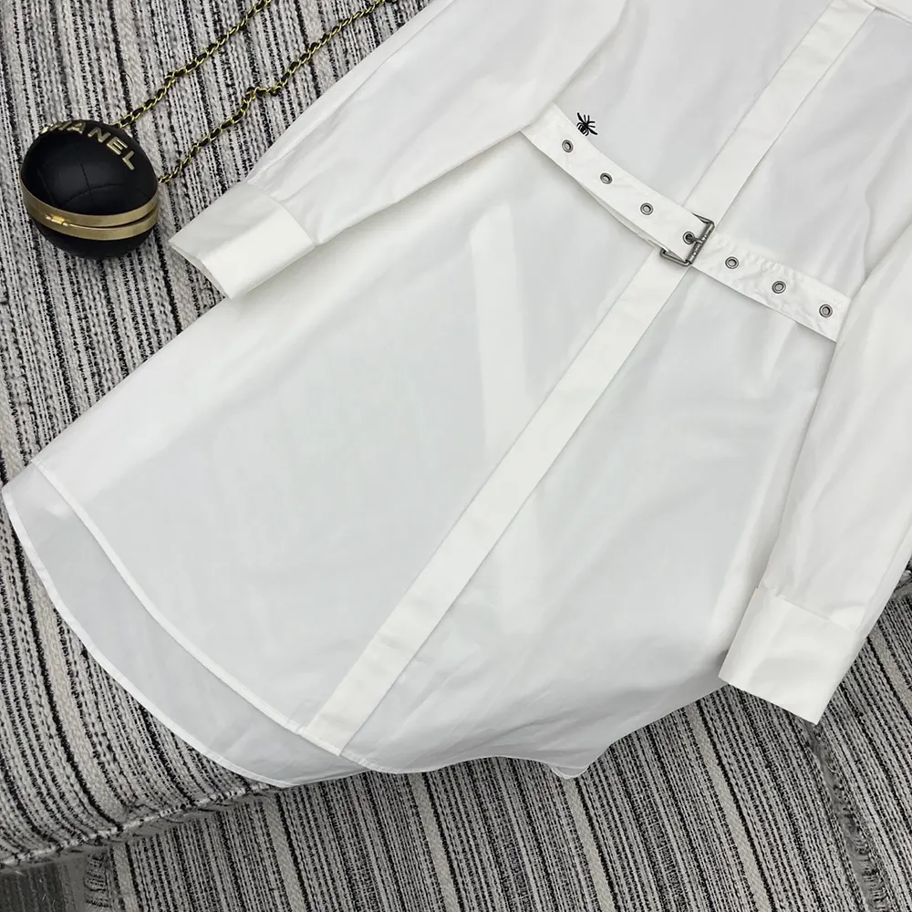 Dior Women Shirtdress White Lightweight Cotton and Silk Poplin - image 8