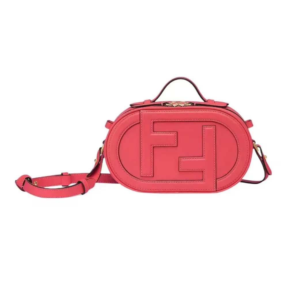 Front view of Fendi Women O Lock Mini Camera Case Pink Leather Mini Bag