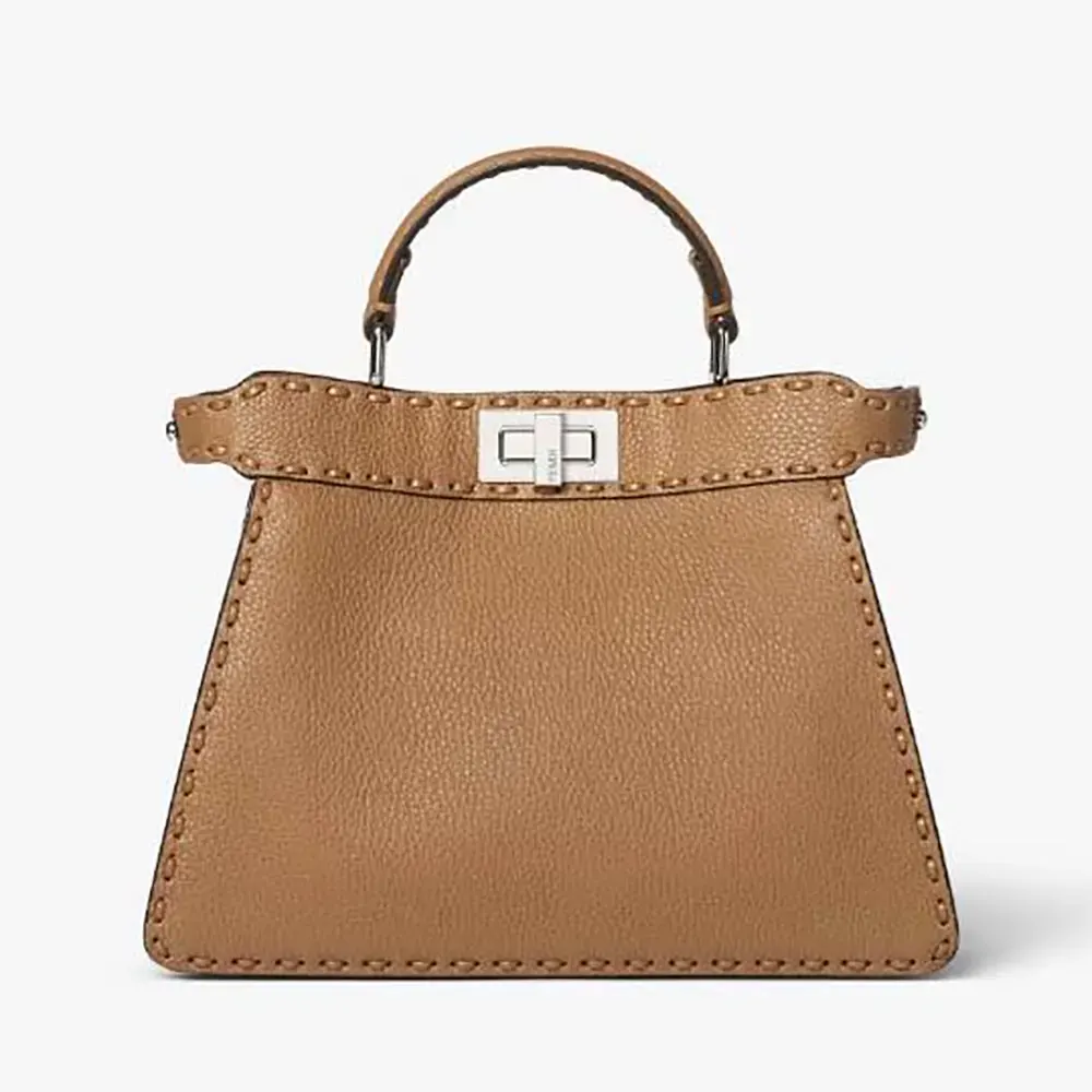 Front view of Fendi Women Peekaboo Iseeu Small Coffee-coloured Selleria Bag