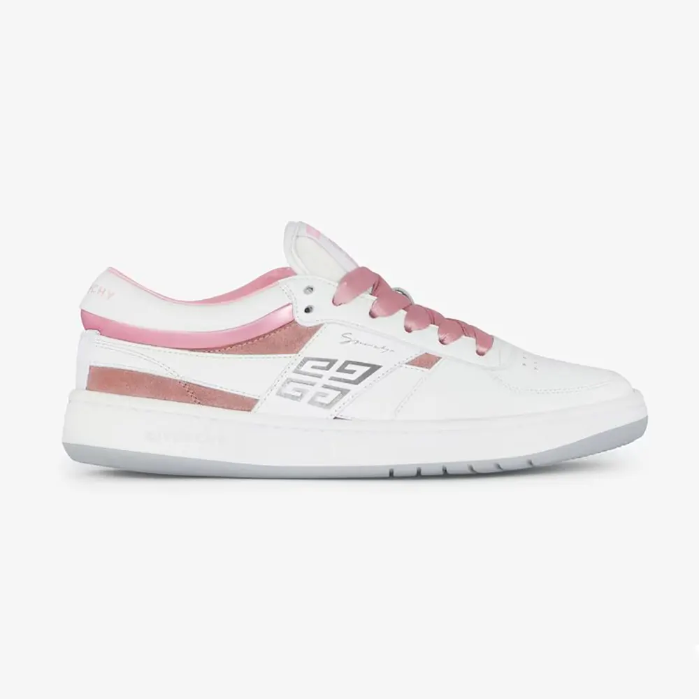 Side profile of Givenchy Women G Move Sneakers in Mixed Leathers-Pink