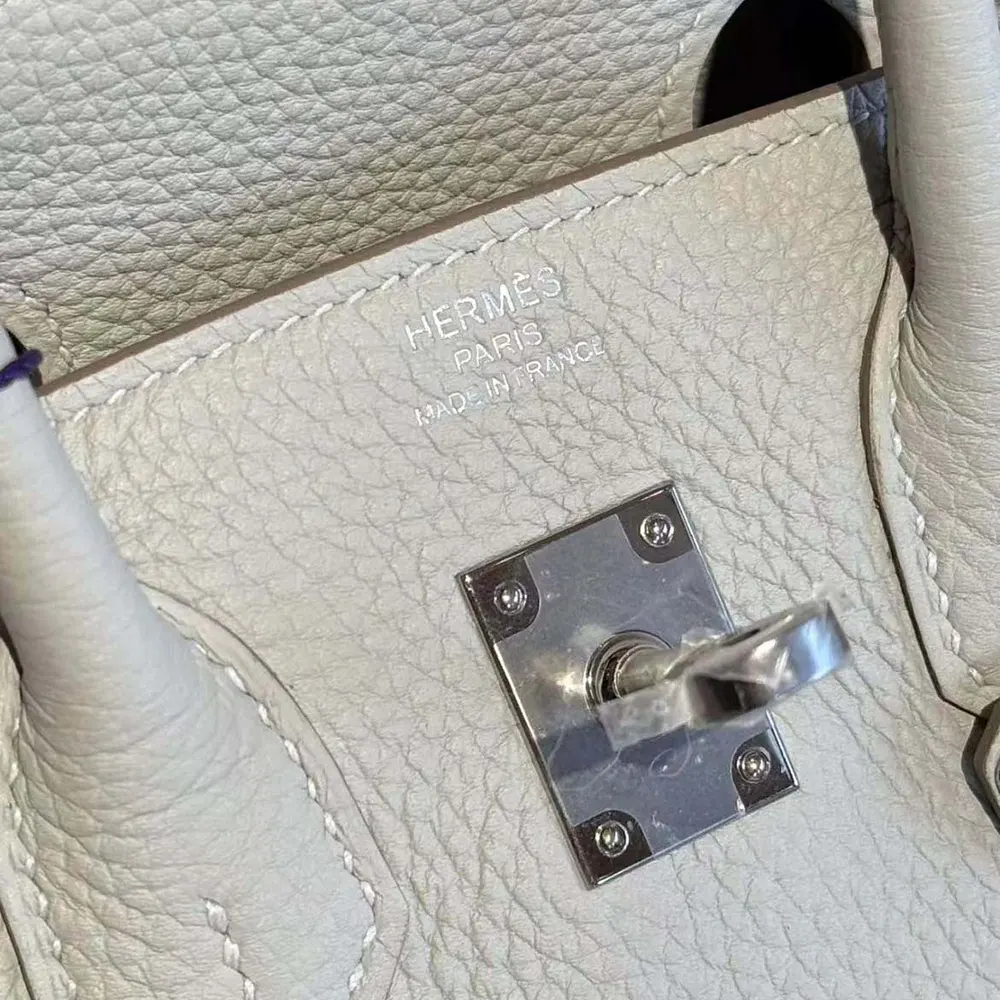 Hermes Birkin 25 Bag in Epsom Leather with Silver Hardware-Blue Glacier - image 9