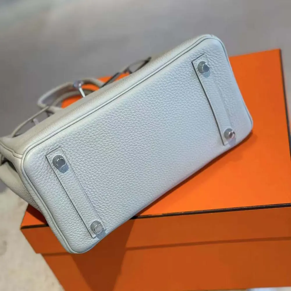 Hermes Birkin 25 Bag in Epsom Leather with Silver Hardware-Blue Glacier - image 7