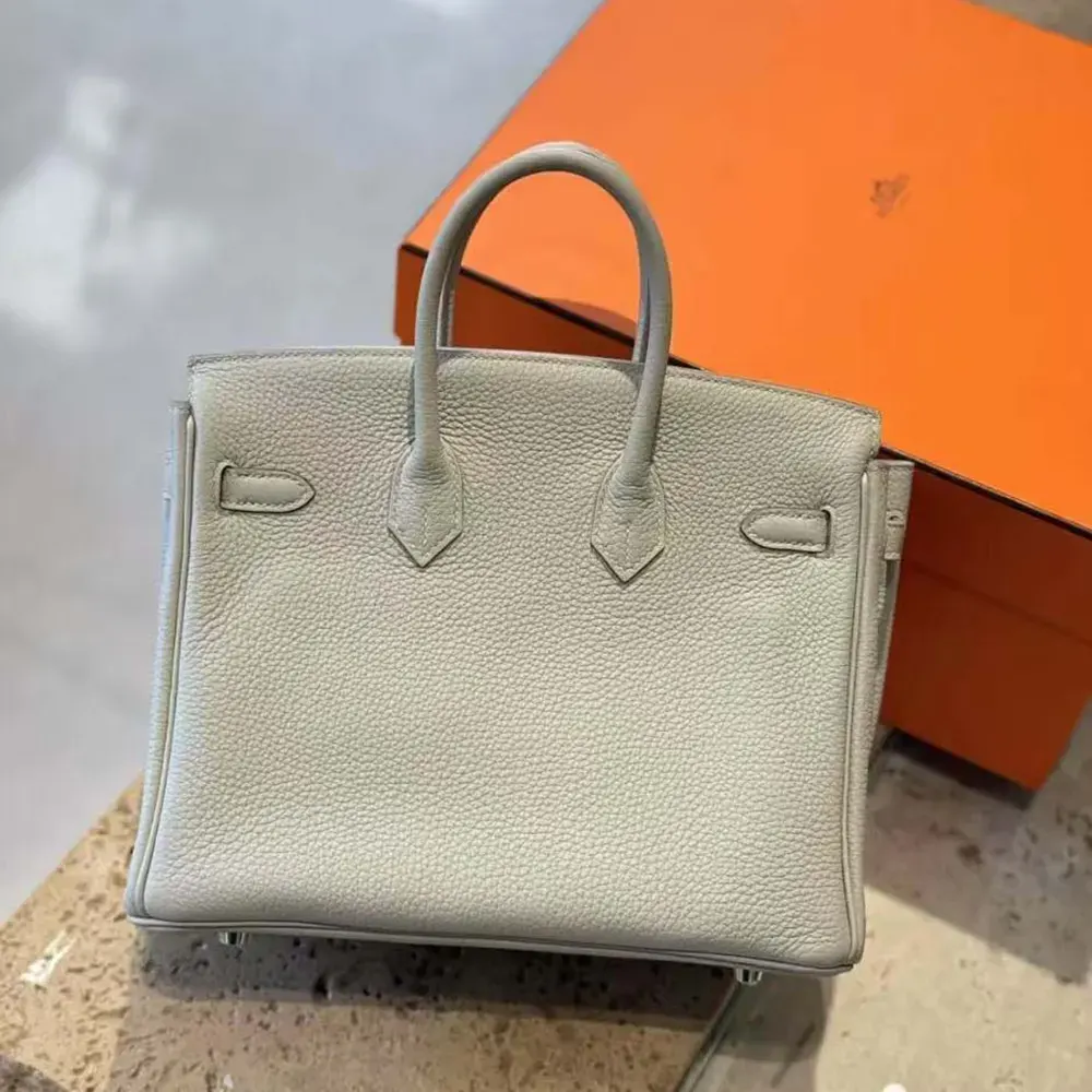 Hermes Birkin 25 Bag in Epsom Leather with Silver Hardware-Blue Glacier - image 4