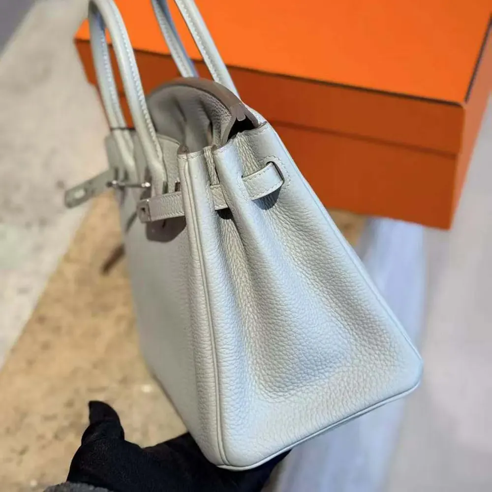 Hermes Birkin 25 Bag in Epsom Leather with Silver Hardware-Blue Glacier - image 6