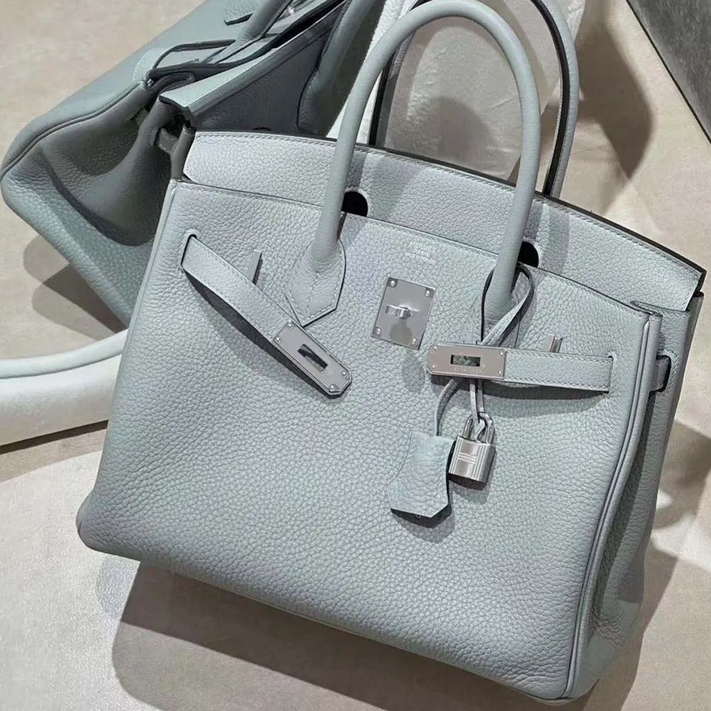 Hermes Birkin 30 Bag in Epsom Leather with Silver Hardware-Blue Glacier - image 5