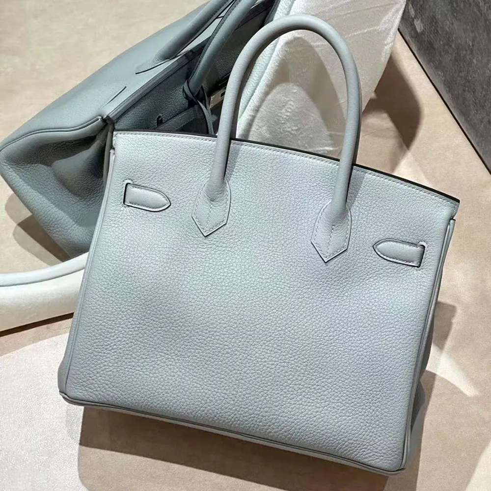 Hermes Birkin 30 Bag in Epsom Leather with Silver Hardware-Blue Glacier - image 4