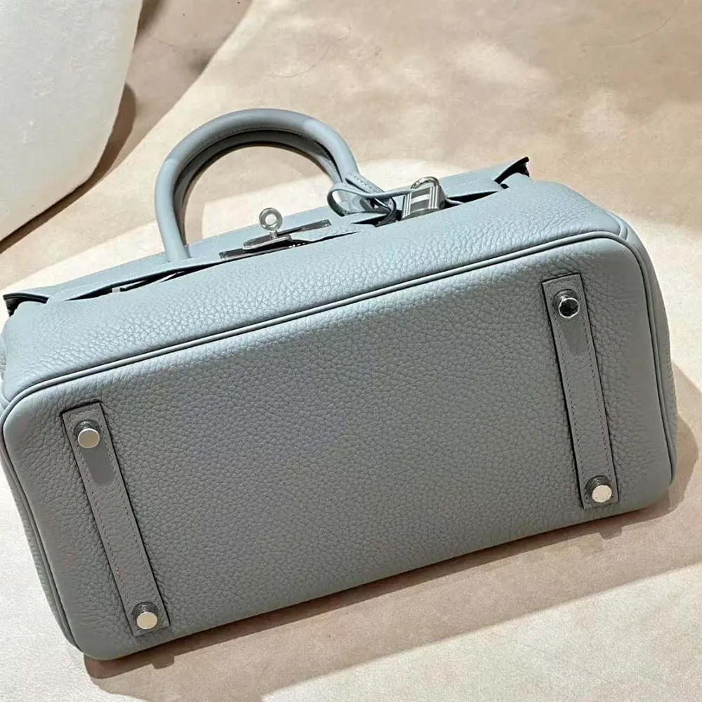 Hermes Birkin 30 Bag in Epsom Leather with Silver Hardware-Blue Glacier - image 10