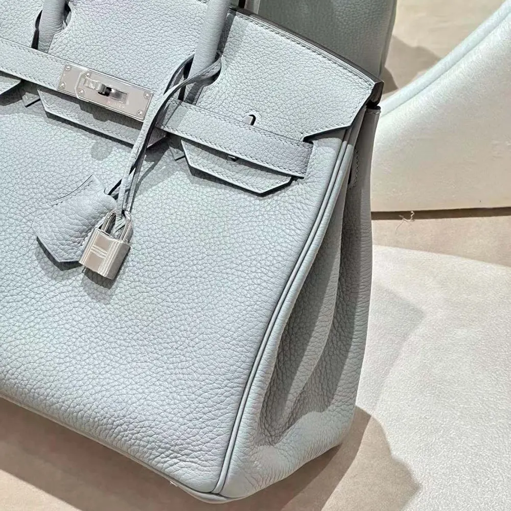 Hermes Birkin 30 Bag in Epsom Leather with Silver Hardware-Blue Glacier - image 8