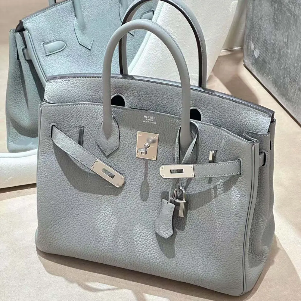 Hermes Birkin 30 Bag in Epsom Leather with Silver Hardware-Blue Glacier - image 6