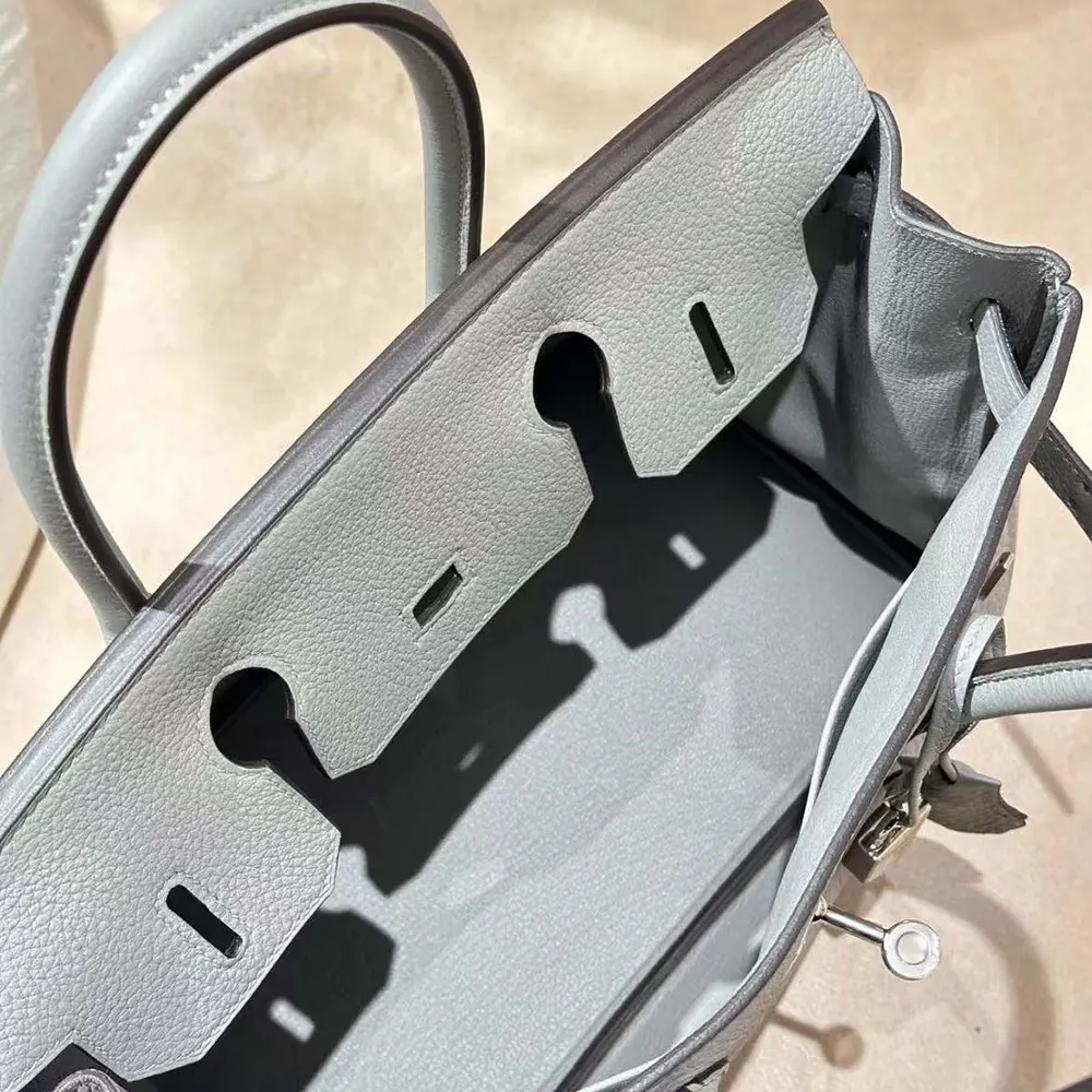 Hermes Birkin 30 Bag in Epsom Leather with Silver Hardware-Blue Glacier - image 9