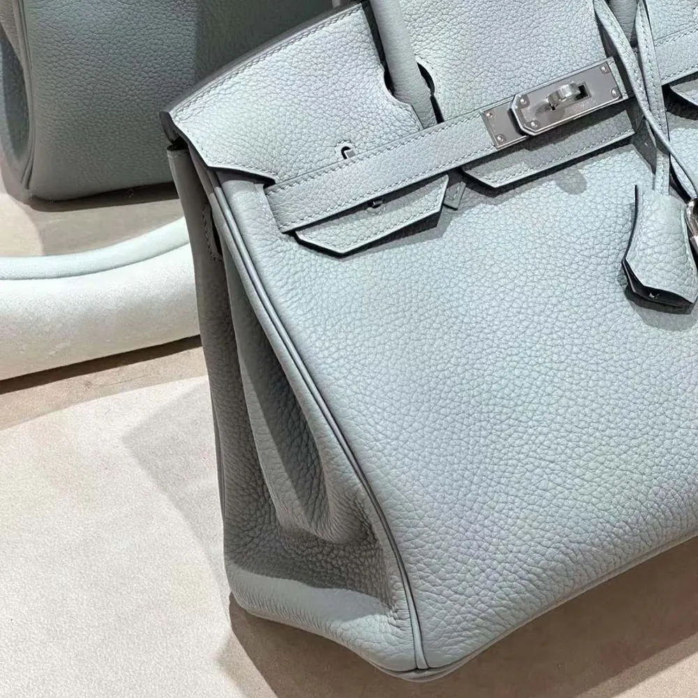 Hermes Birkin 30 Bag in Epsom Leather with Silver Hardware-Blue Glacier - image 7