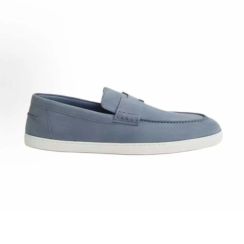 Hermes Men Job Loafer Blue Lambskin Insole and Lining - image 4