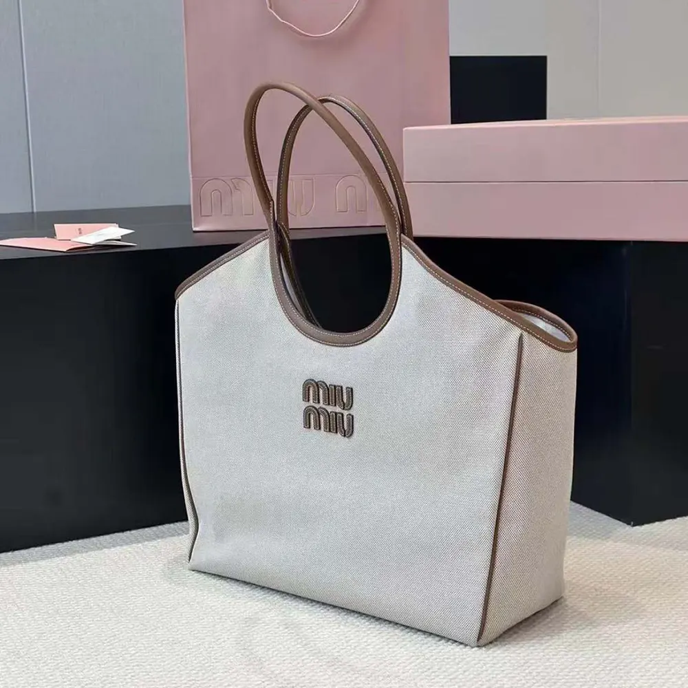 Miu Miu Women IVY Canvas and Leather Tote Bag - image 4