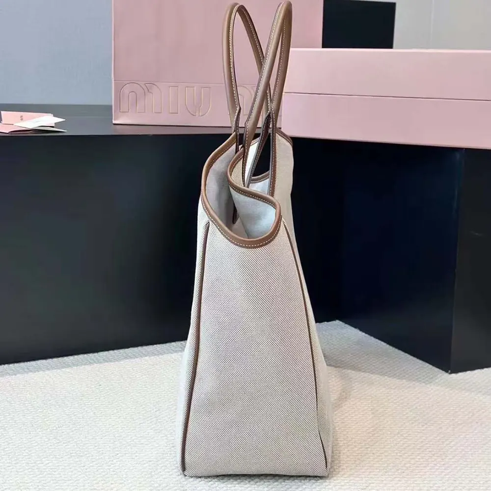 Miu Miu Women IVY Canvas and Leather Tote Bag - image 7
