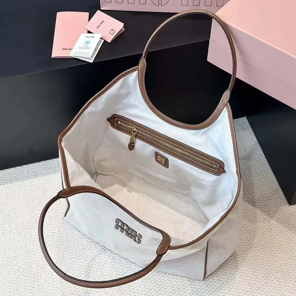 Miu Miu Women IVY Canvas and Leather Tote Bag - image 9