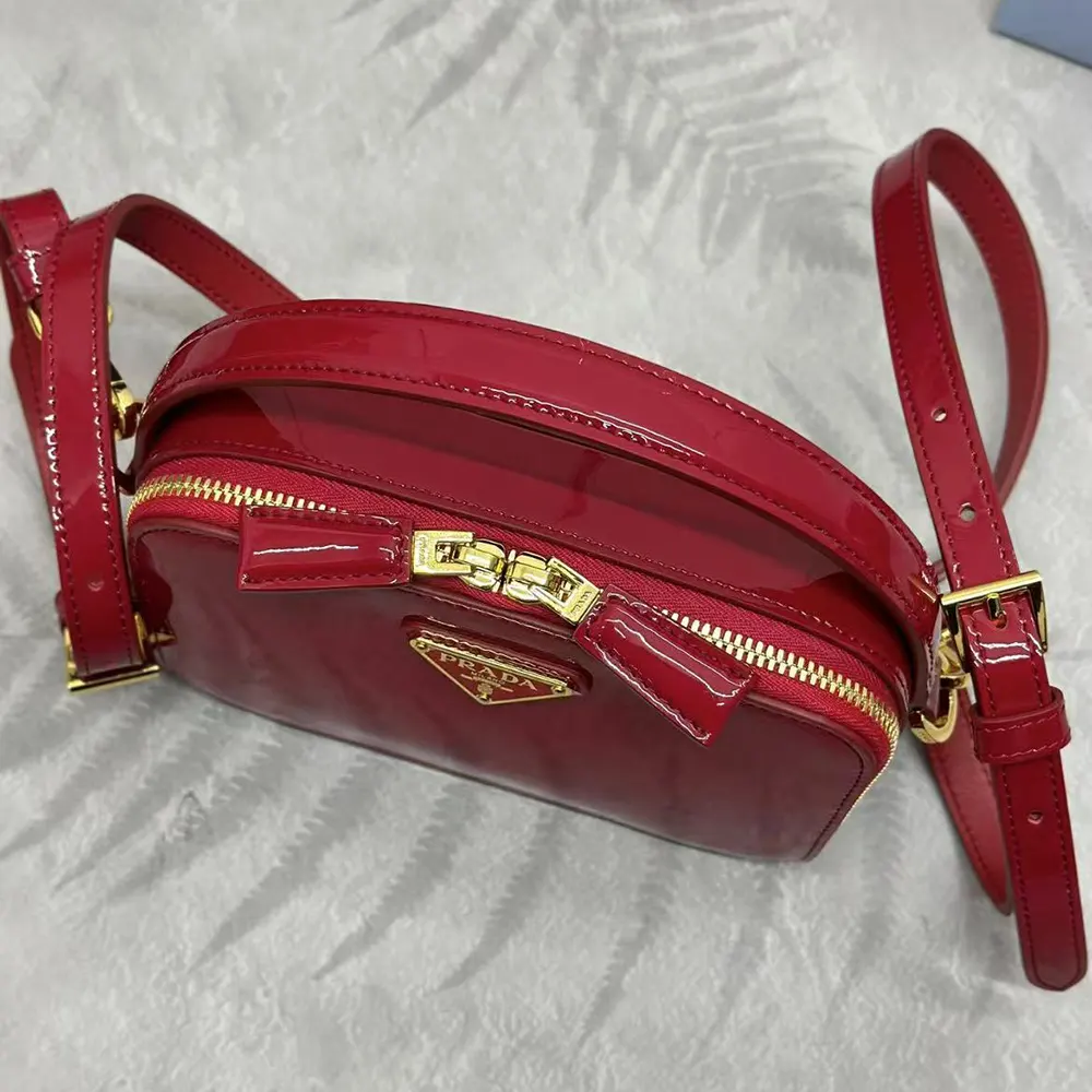 Prada Women Odette Patent Leather Mini-bag-Red - image 5