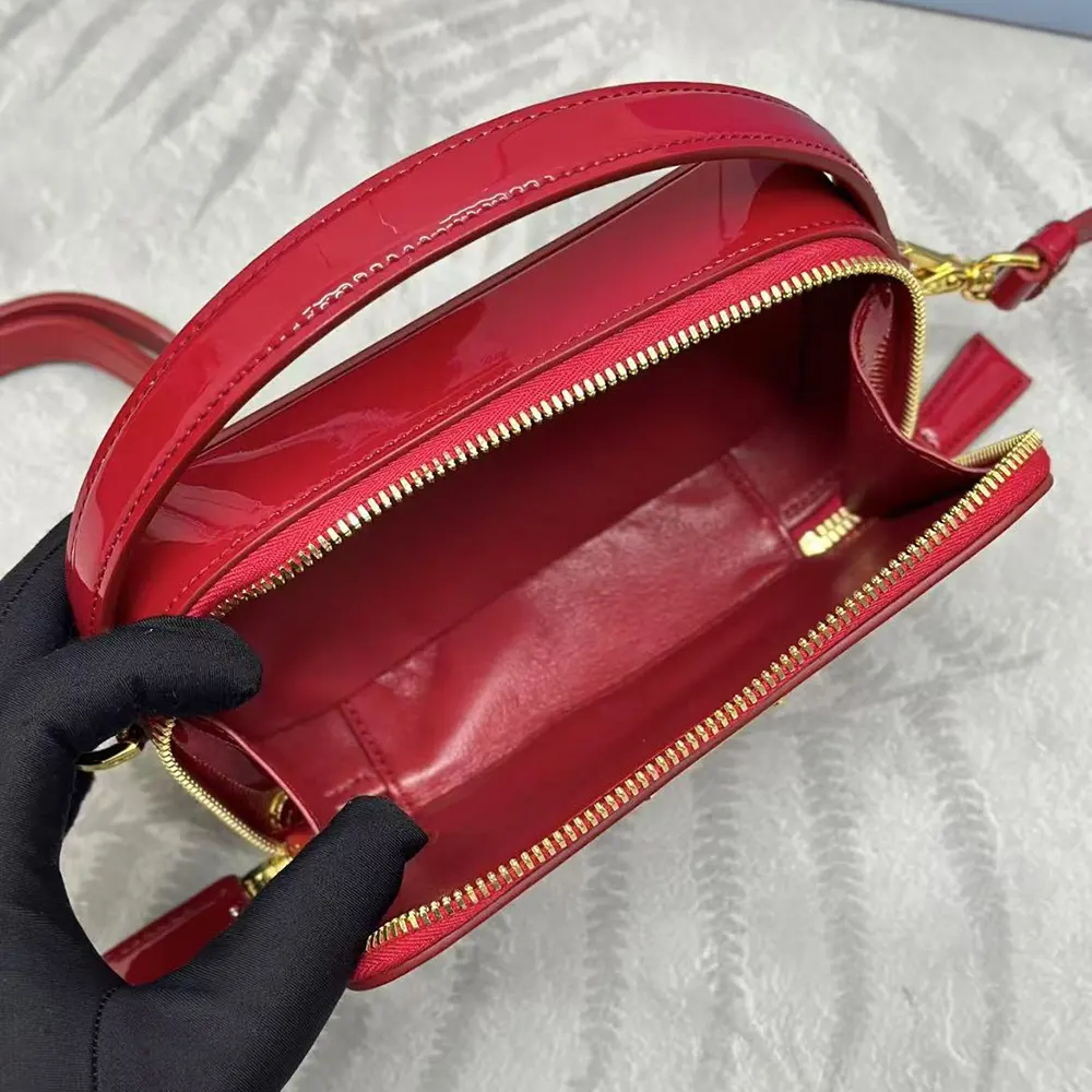 Prada Women Odette Patent Leather Mini-bag-Red - image 6