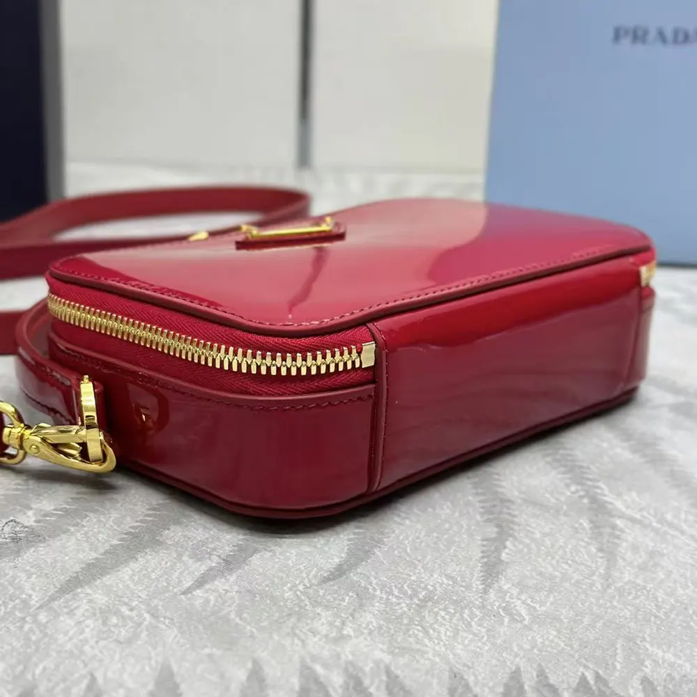 Prada Women Odette Patent Leather Mini-bag-Red - image 4