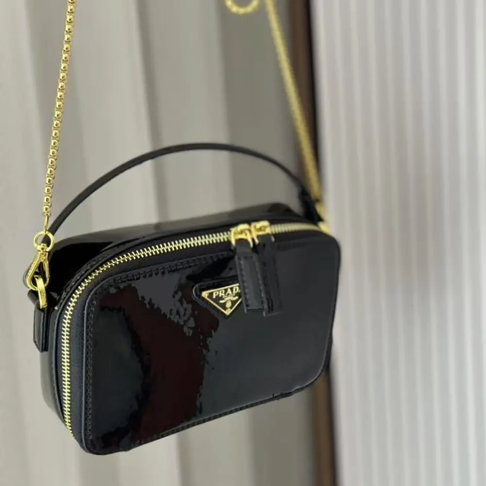 Prada Women Odette Patent Leather Mini-bag-Black - image 4