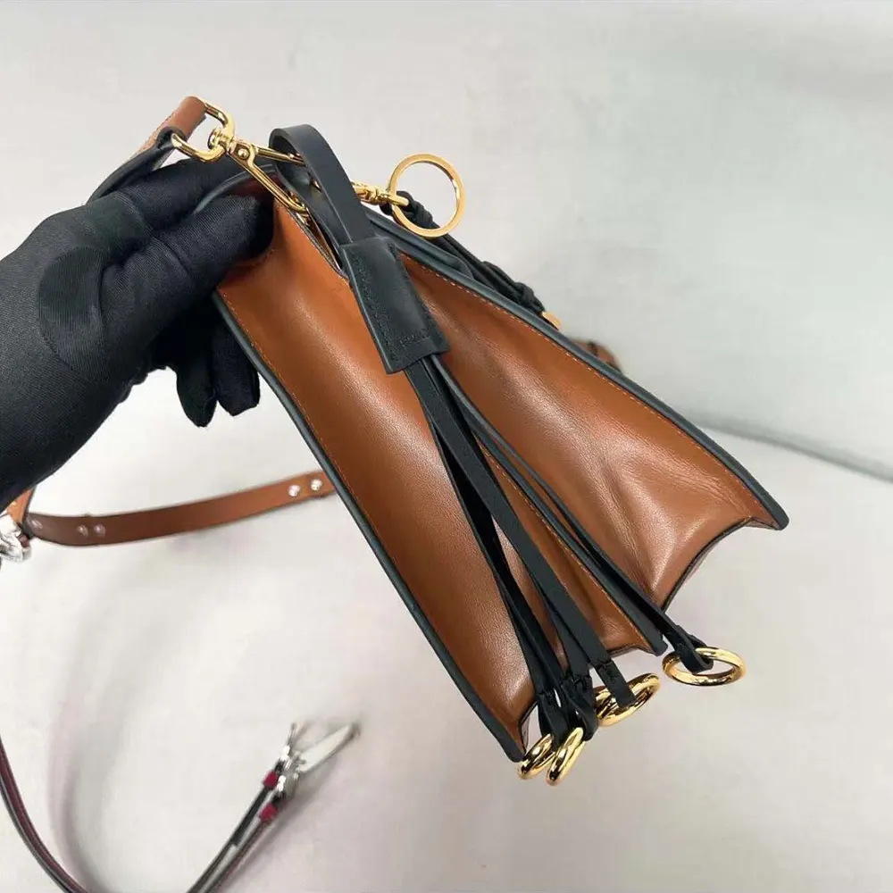 Prada Women Soft Sound Large Leather Shoulder Bag with Charms-Brown - image 6
