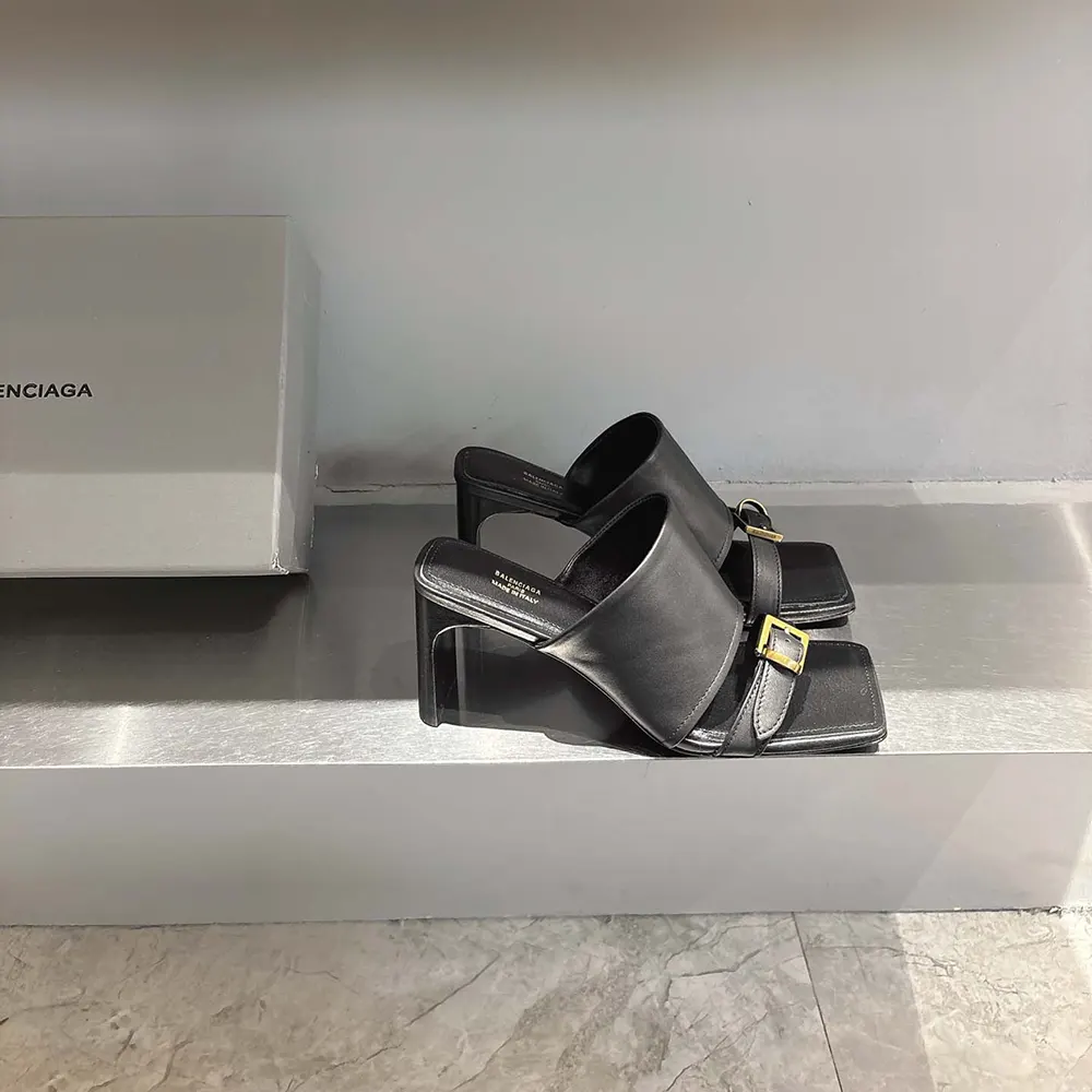 Balenciaga Women Bel Air 80mm Sandal in Black Smooth Calfskin - image 7