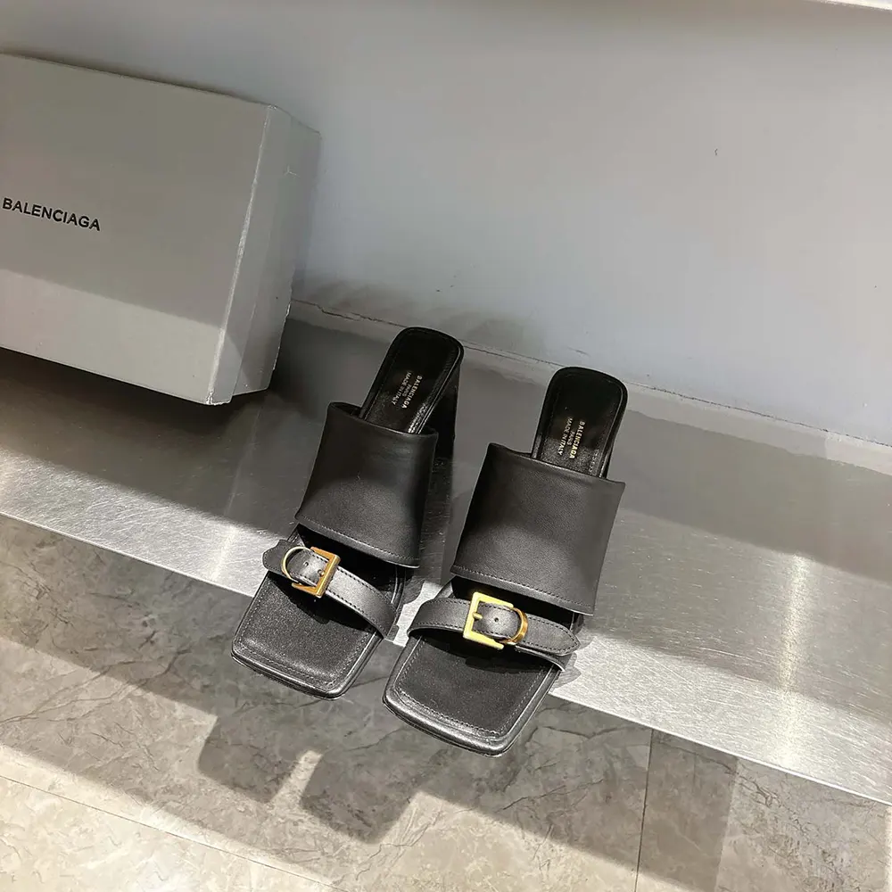 Balenciaga Women Bel Air 80mm Sandal in Black Smooth Calfskin - image 4