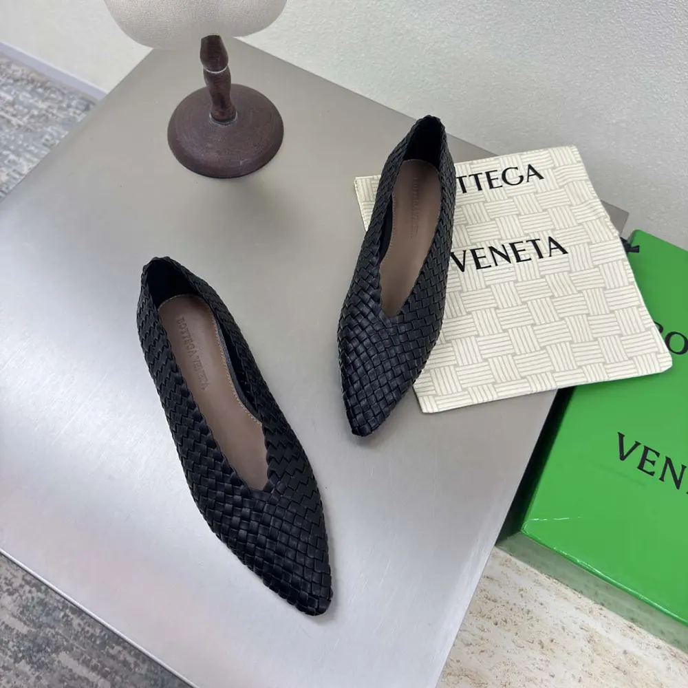 Top view showing silhouette and tonal closure of Bottega Veneta Sofia Ballerina