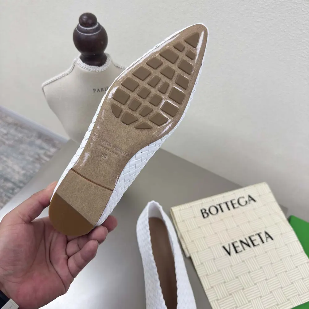 Bottega Veneta Women Sofia Ballerina in Padded Intreccio Leather-White - image 10
