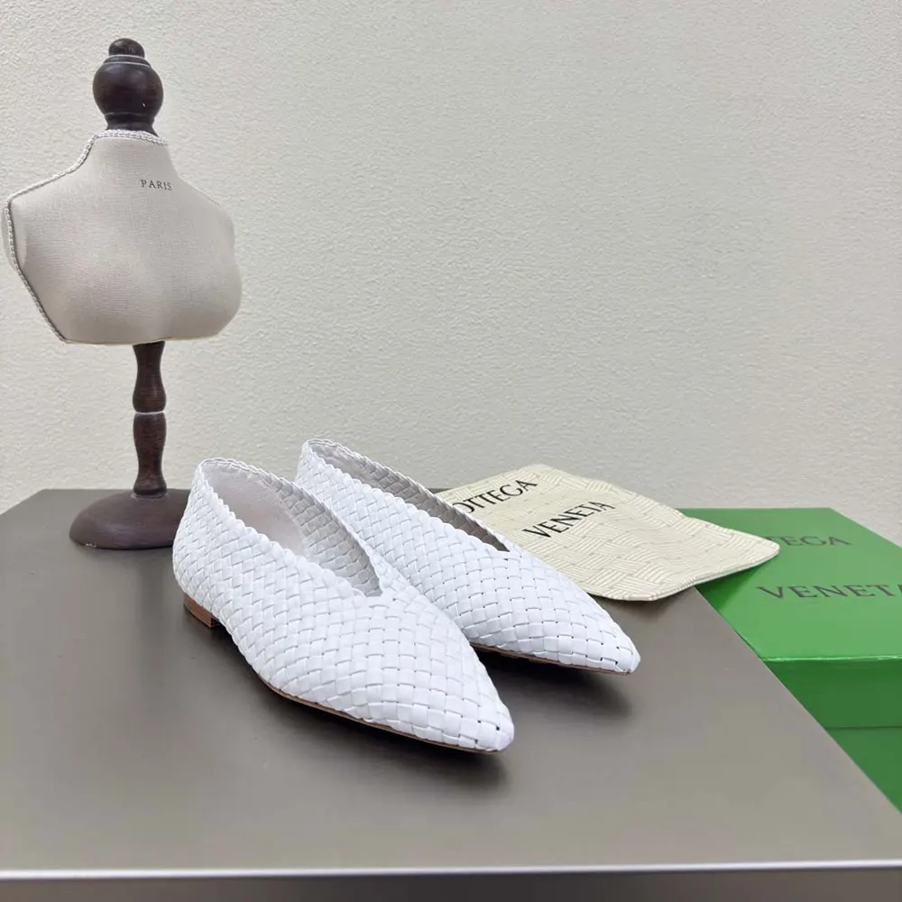 Top view showing sleek ballerina silhouette of Bottega Veneta Women Sofia Ballerina