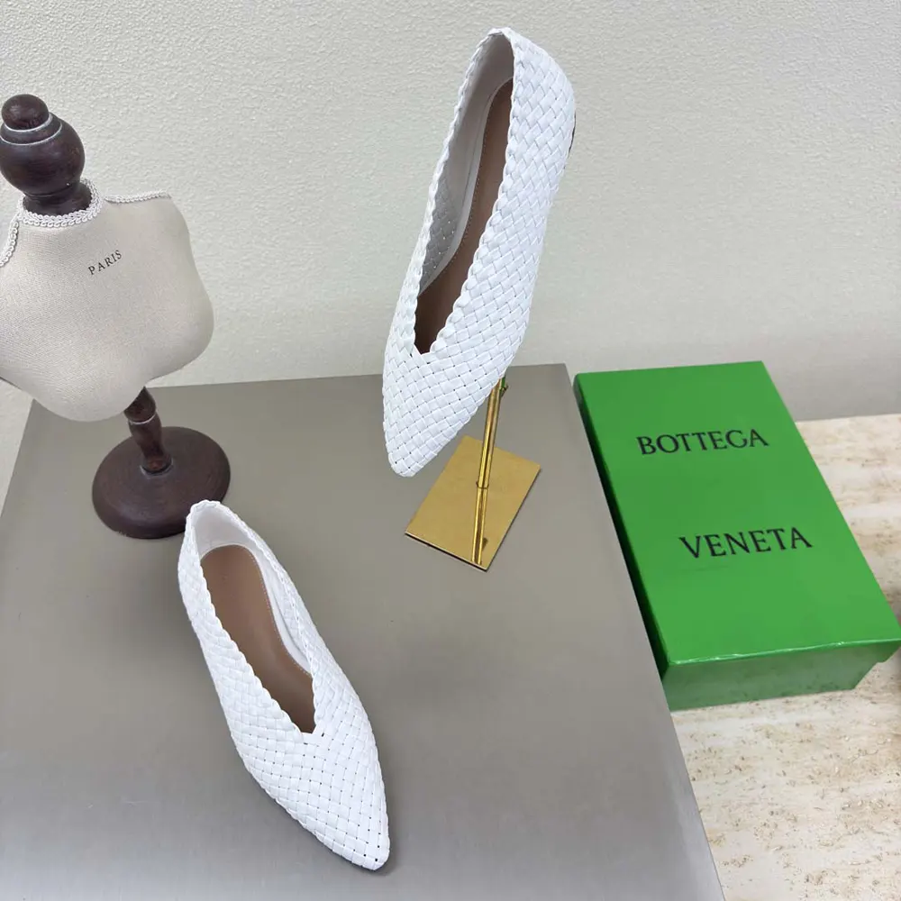 Bottega Veneta Women Sofia Ballerina in Padded Intreccio Leather-White - image 4