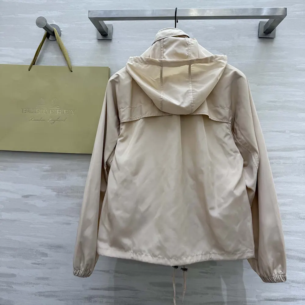 Side profile showing silhouette of Burberry Men Nylon Cotton Jacket-Pink