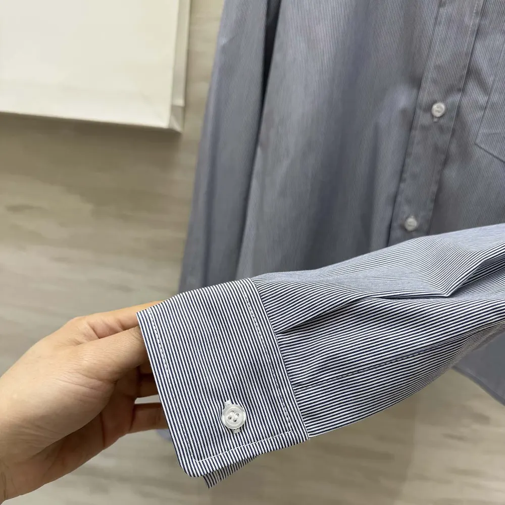 Celine Women Cropped Shirt in Striped Cotton and Silk - image 10