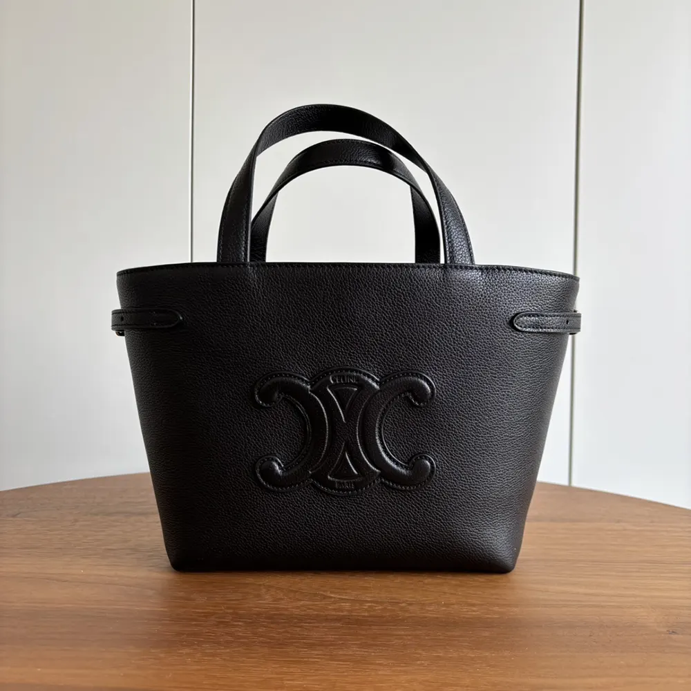 Side angle showing silhouette of Celine Unisex Mini Cabas Anais shoulder bag