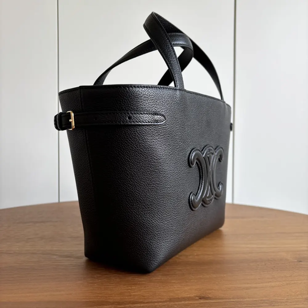 Celine Unisex Mini Cabas Anais Cuir Triomphe in Grained Calfskin-Black - image 5