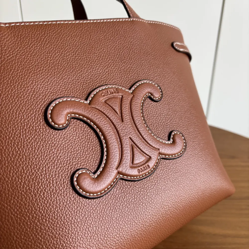 Celine Unisex Mini Cabas Anais Cuir Triomphe in Grained Calfskin-Brown - image 9