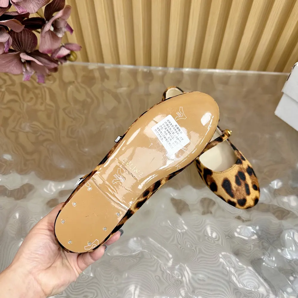 Celine Women Les Ballerines Celine Double Strap Ballerina in leopard Printed Hairy Calfskin - image 10