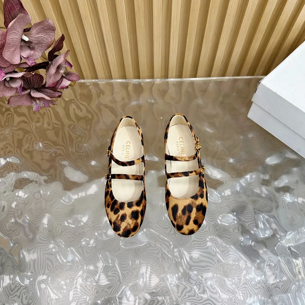 Celine Women Les Ballerines Celine Double Strap Ballerina in leopard Printed Hairy Calfskin - image 5
