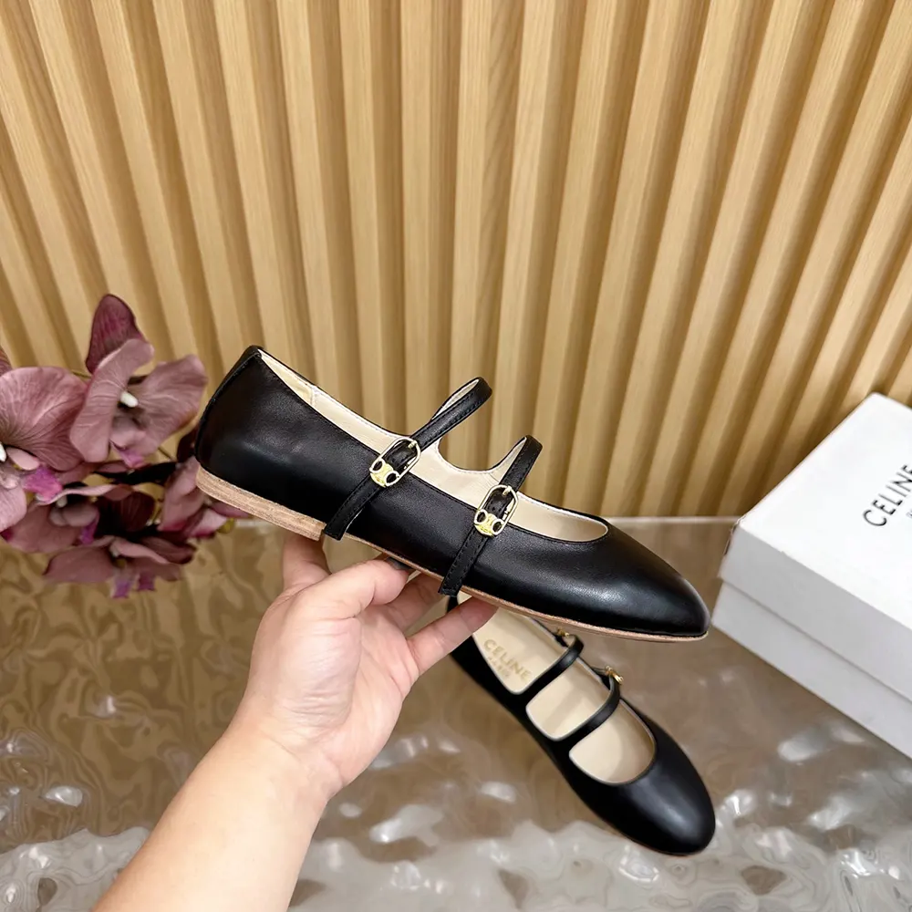 Celine Women Les Ballerines Celine Double Strap in Lambskin - image 9