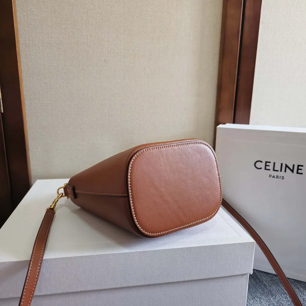 Celine Women Small Bucket Louise in Smooth Calfskin-Brown - image 7