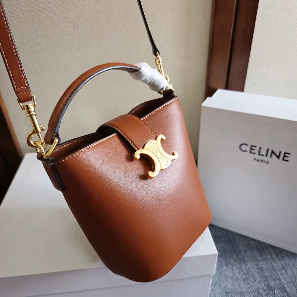 Celine Women Small Bucket Louise in Smooth Calfskin-Brown - image 5