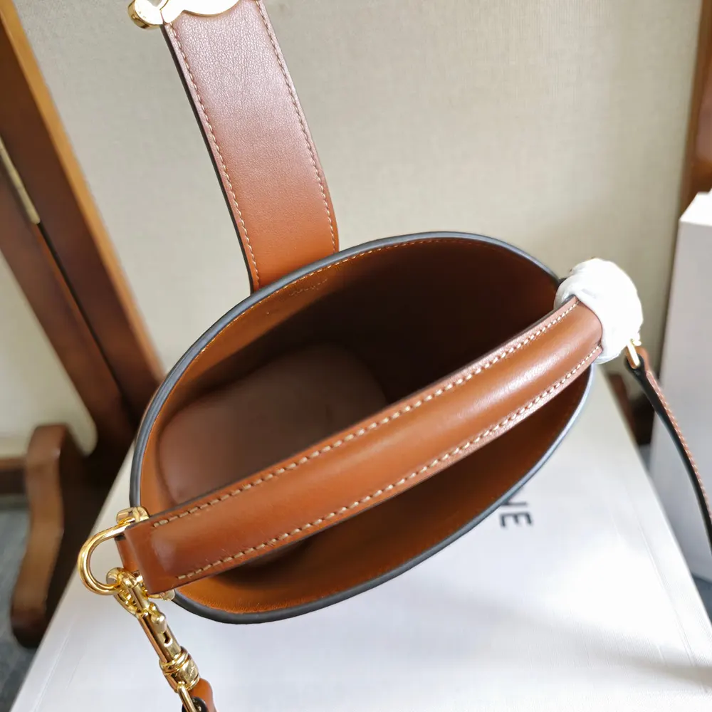 Celine Women Small Bucket Louise in Smooth Calfskin-Brown - image 8