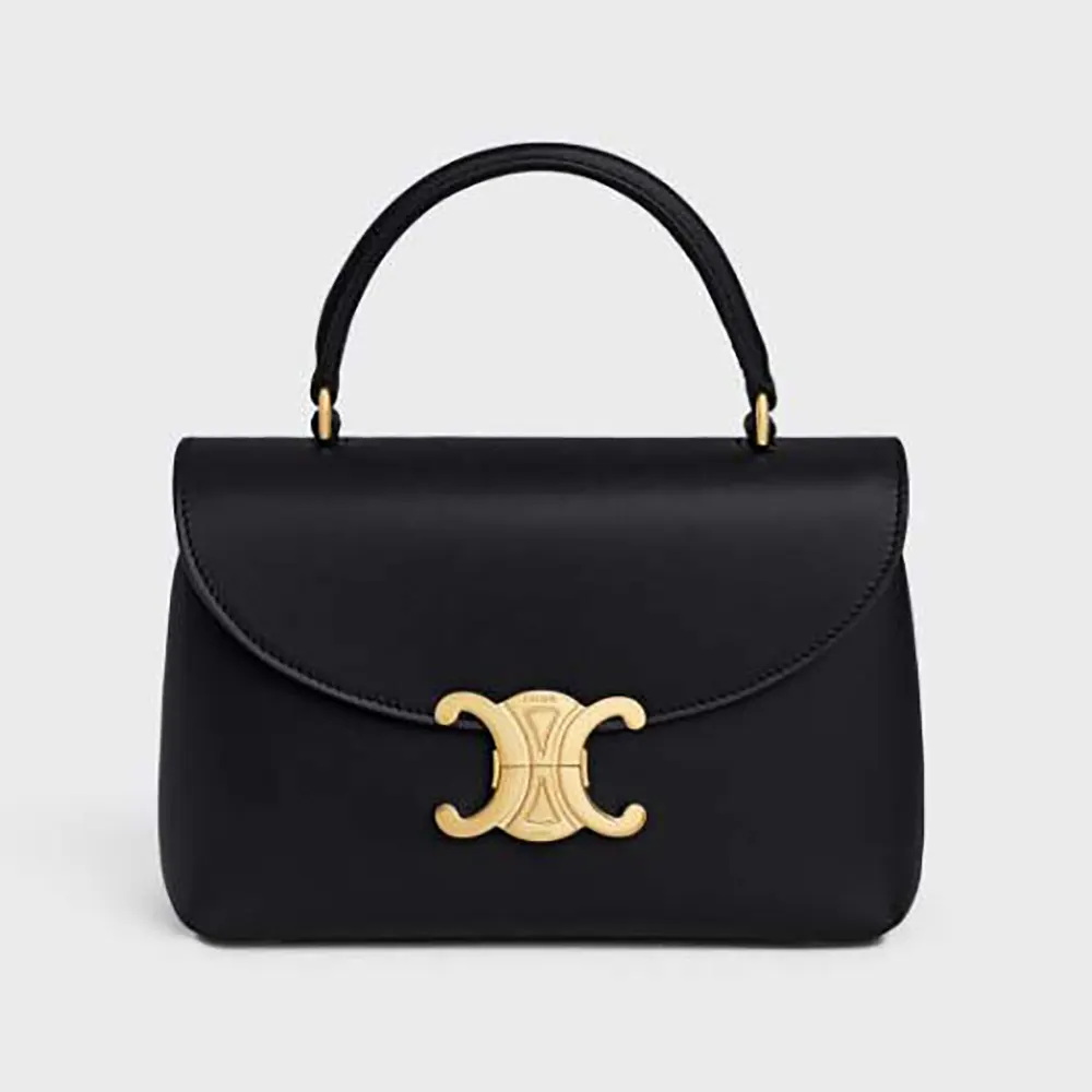 Front view of Celine Women Teen Nino Bag in Smooth Satinated Calfskin-Black