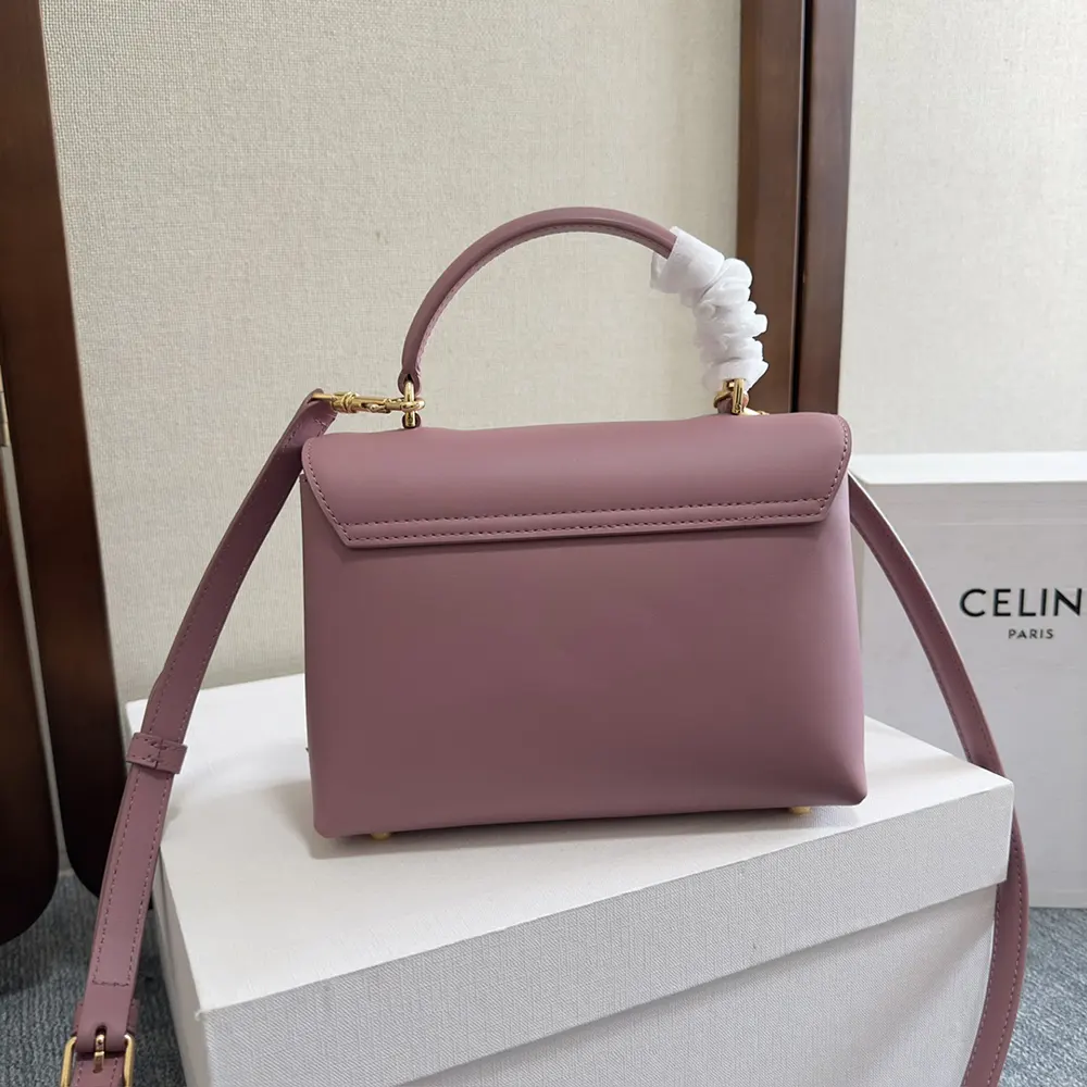 Side angle showing silhouette of Celine Women Teen Nino Bag in rose calfskin