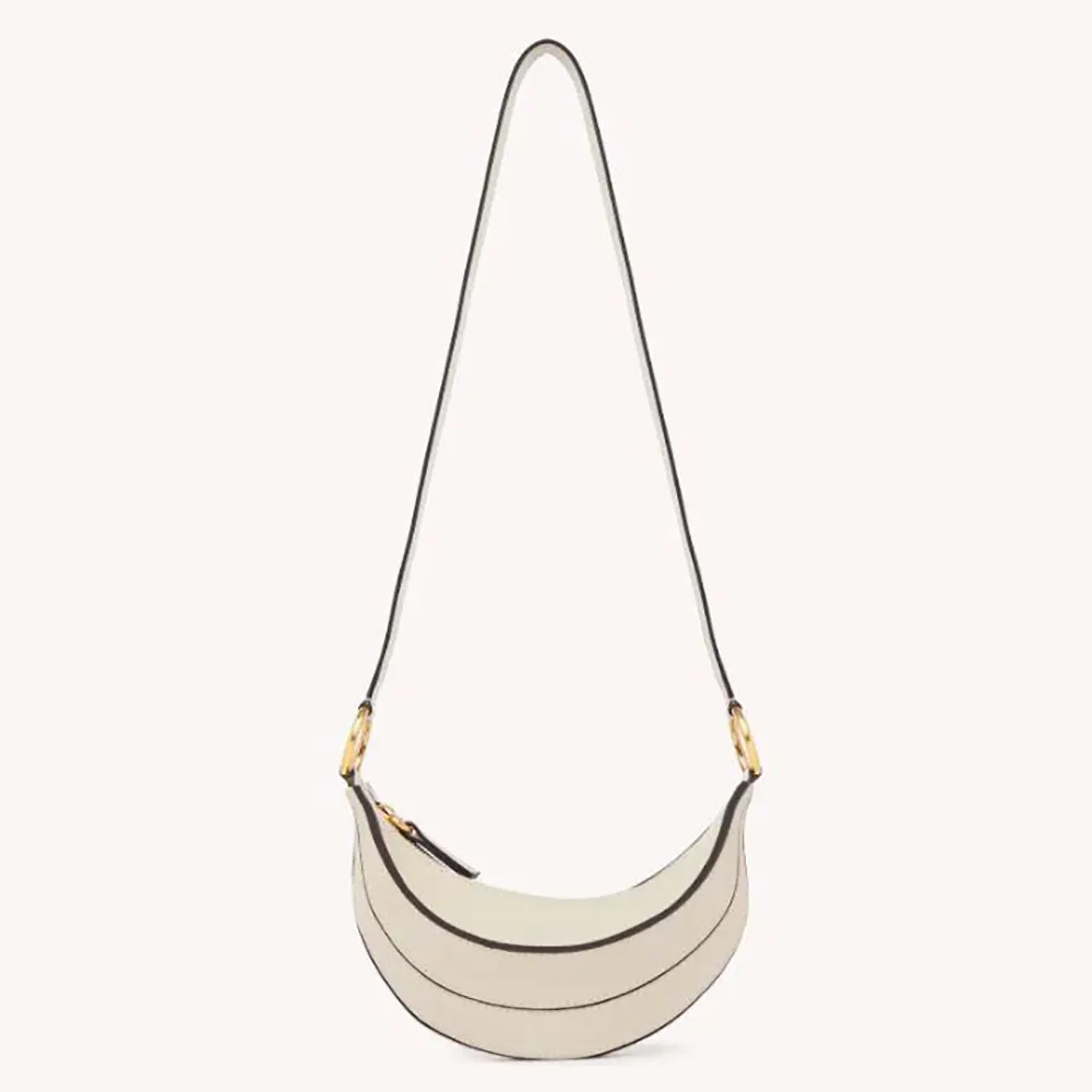 Front view of Chloe Women Banana Cross-body Bag in White grained calfskin