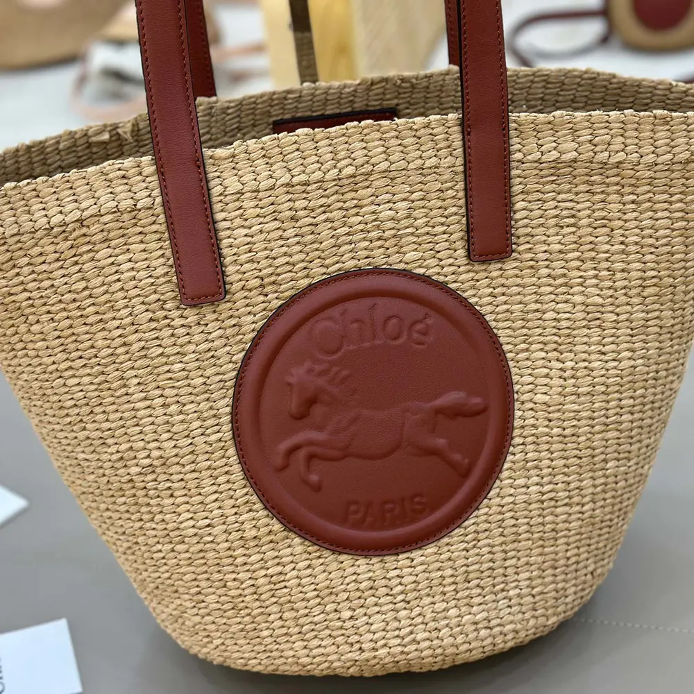 Chloe Women Large Horse Medal basket bag in Natural Fibers-Brown - image 7