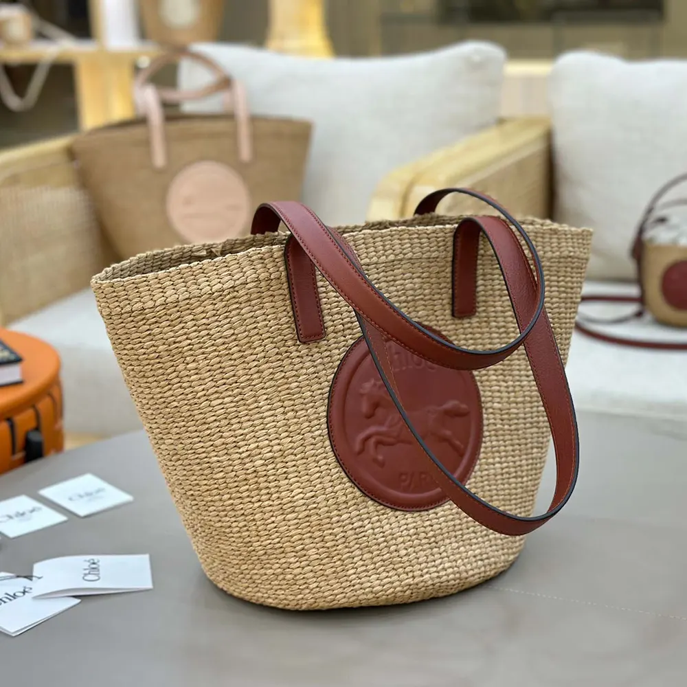 Chloe Women Large Horse Medal basket bag in Natural Fibers-Brown - image 4