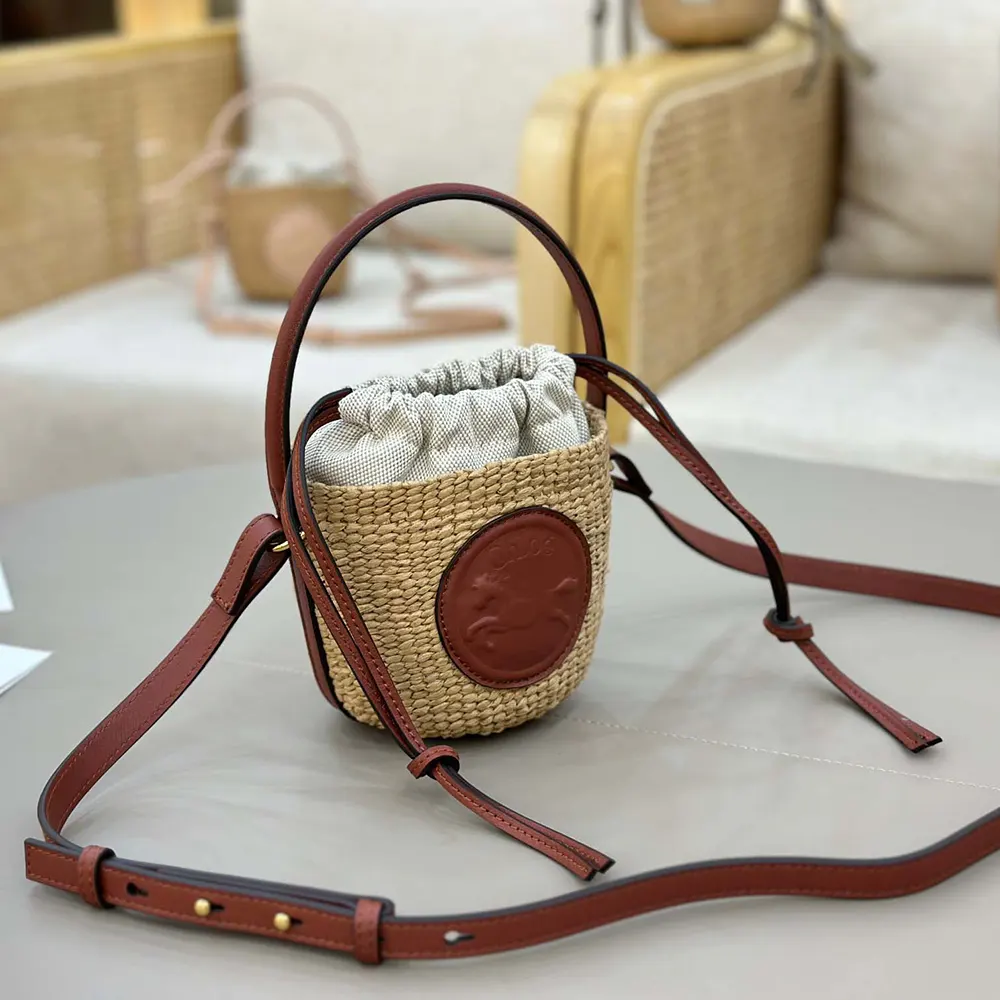 Chloe Women Mini Horse Medal Basket Bag in Natural Fibers-Brown - image 4