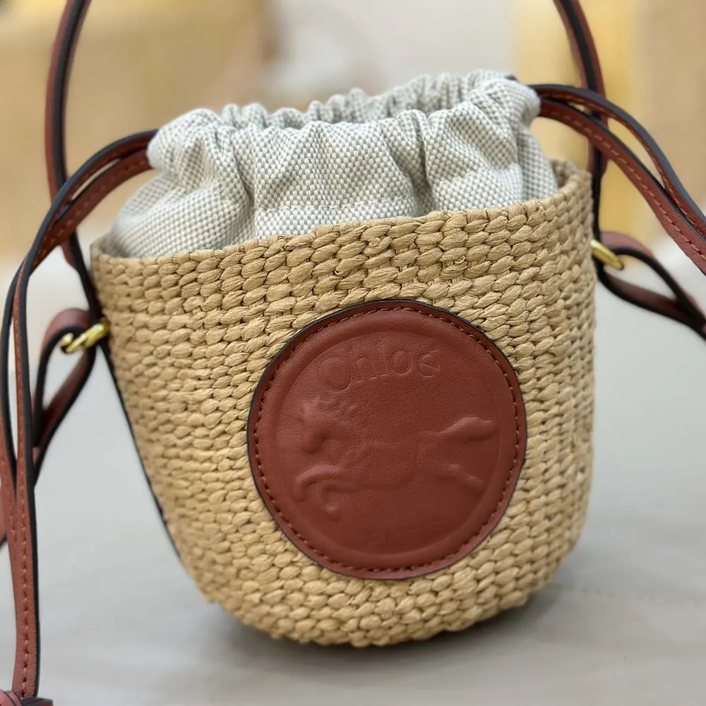 Chloe Women Mini Horse Medal Basket Bag in Natural Fibers-Brown - image 9