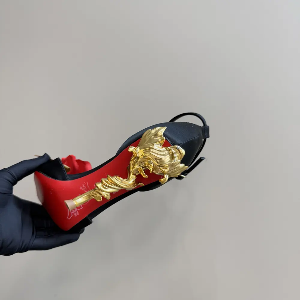 Christian Louboutin Women Bellarose 100 mm Strappy Pumps Crepe Satin-Black - image 11